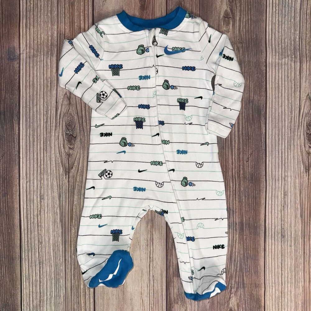 Nike Footie Coverall Bodysuit Zipper Long Sleeve, 3 Months